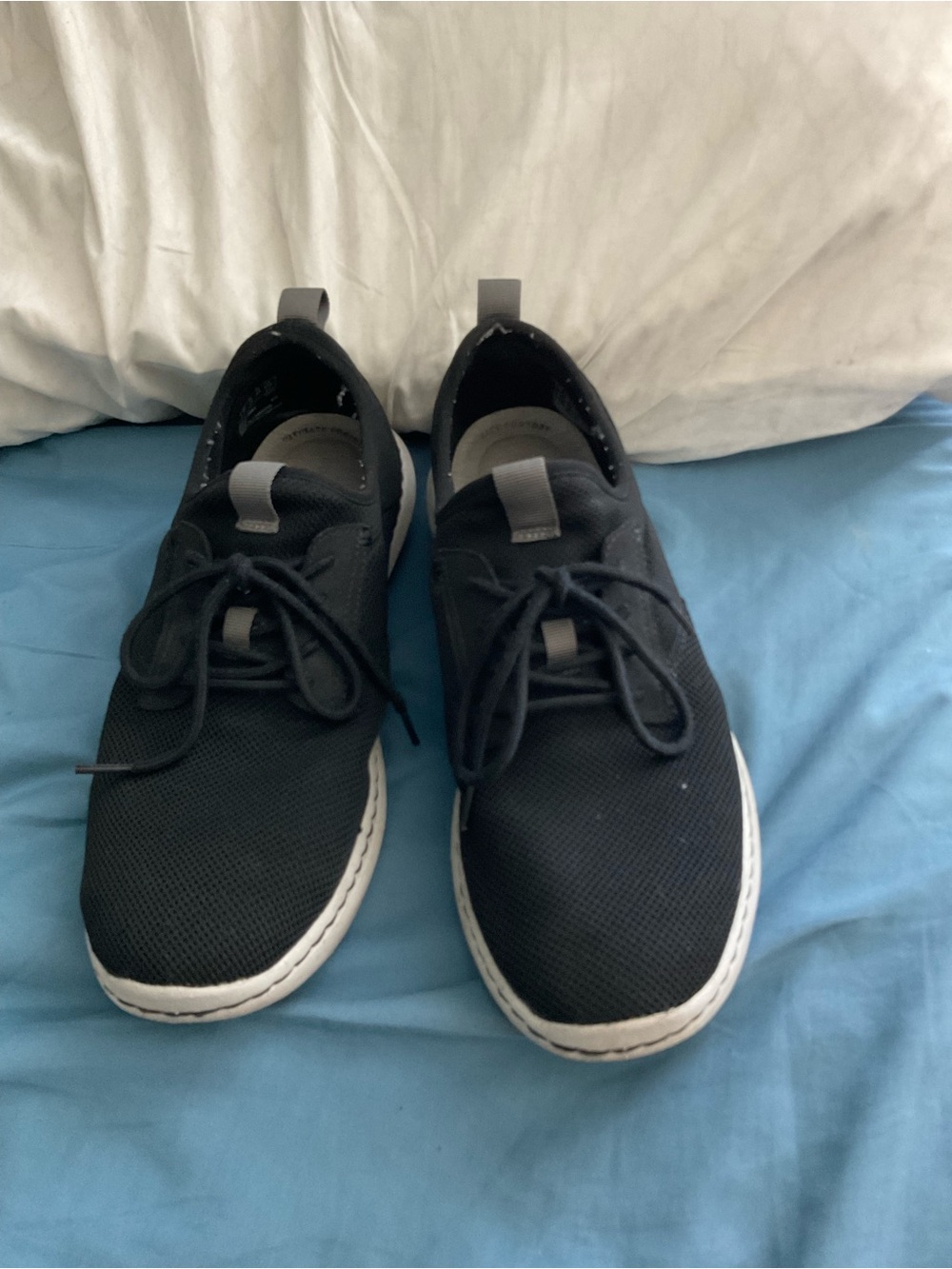 Men's Black Knit Lace-Up Sneakers with White Sole